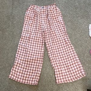 Lou and Grey Elastic Paperbag Waist Linen Gingham Pants